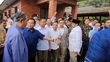 Lanjutkan Pertemuan Di Cikeas, SBY Dan AHY Sambangi Prabowo Di ...